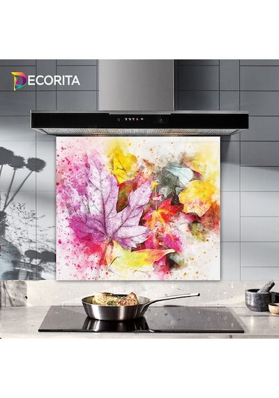 Decorita Cam Ocak Arkası Koruyucu | Renkli Sonbahar | 52cm x 60cm
