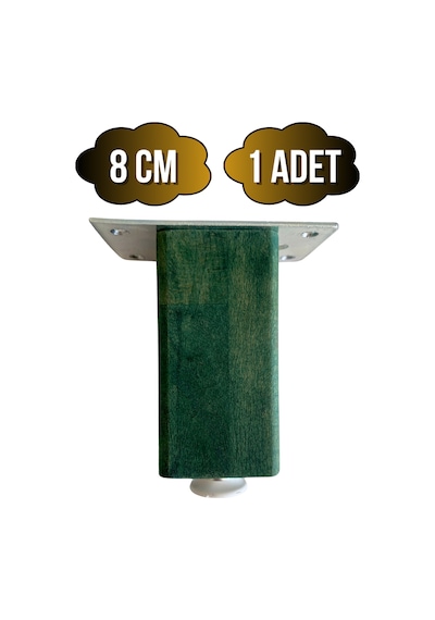 Kale Ayarlı Ahşap Ayak Mobilya Masa Ve Dolap Ayağı Yeşil Kayın/gürgen Ağacı 8cm 1 Adet Yeşil