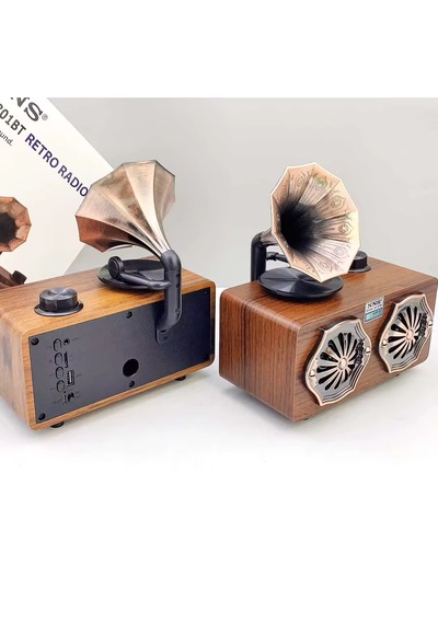 Ultratekno Ns-801bt Retro Gramofon Görünümlü Ahşap Hoparlör Bluetooth Aux Fm Radyo