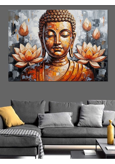 Ahşap Tablo Meditasyon Yapan Buda Ve Lotus Çocuk Odası Tabloları