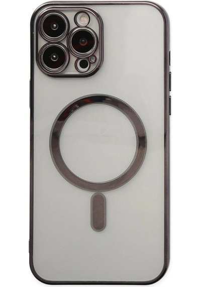 Apple iPhone Uyumlu 14 Pro Kılıf Magneticsafe Lazer Silikon - Siyah Diğer