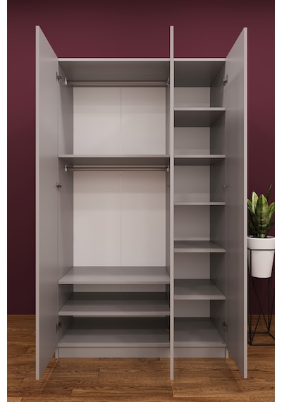 Asra Trend 3 Kapaklı Gardırop G-01 %100 MDF Geniş Hacimli Elbise Dolabı Kül Gri