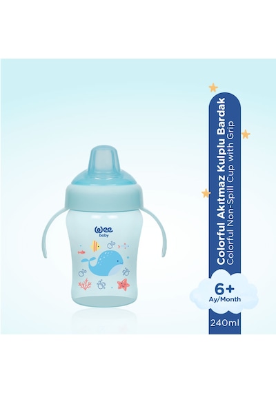 Colorful Akıtmaz Kulplu Antikolik Bardak 240 ML Mavi
