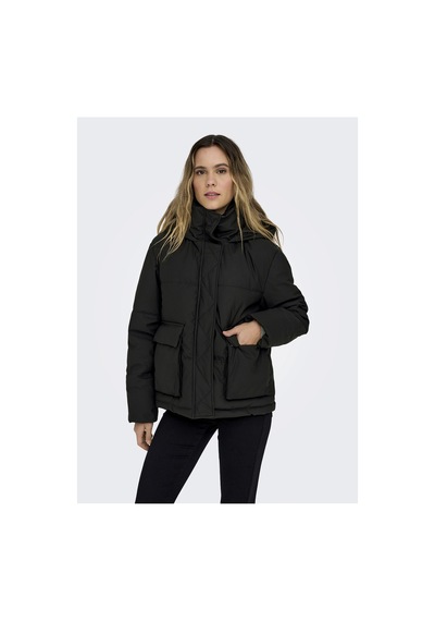 Only Kapüşonlu Siyah Kadın Mont Onlsally Raın Short Puffer Otw