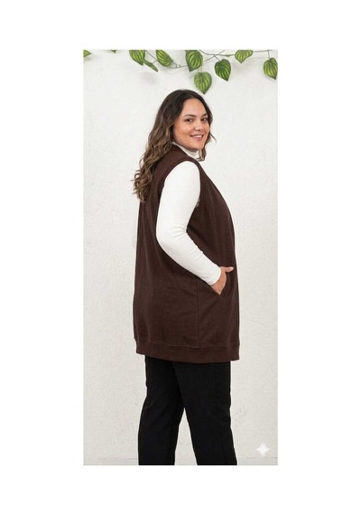 Butik Kadın Tesettür Yelek Kahverengi Kahverengi