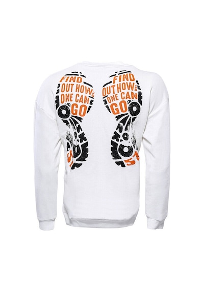 Wessi Yazı Baskılı Bisiklet Yaka Beyaz Sweatshirt Beyaz