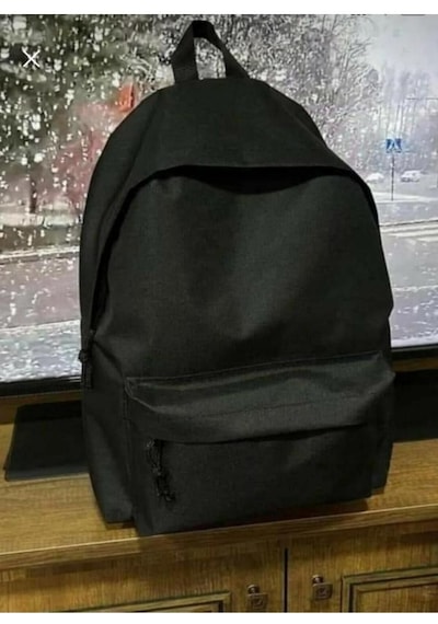 Unisex Siyah Günlük Okul Seyahat Kurs Sırt Çantası Siyah