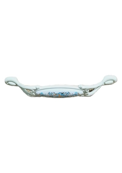 Miray 128 Mm Metal Krem Kasa Beyaz Mavi Çiçek Desenli / 5 Adet Krem