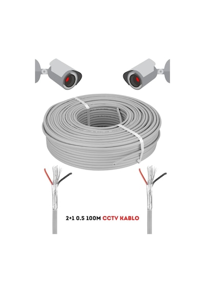 Fury 5 Adet 2+1 0.5 Mm 100 Metre Cctv Kablo Kamera Kablosu