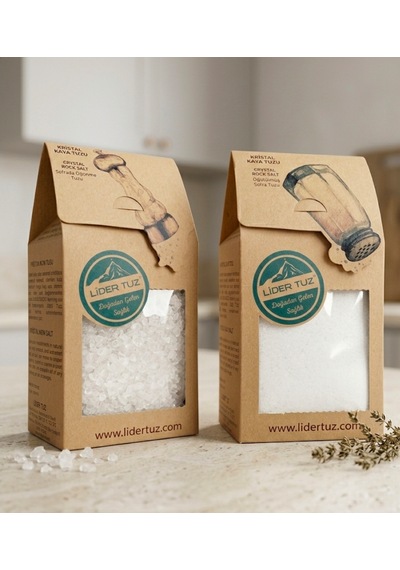 Tuz Kristal Kaya Tuzu 2 Li Set Öğütülmüş Sofra Tuzu 500 Gr + Değirmenlik Öğütme Tuzu 500 Gr
