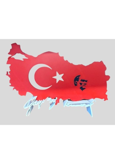 Atatürk Ve Türk Bayrağı 3d Dekoratif Biblo -