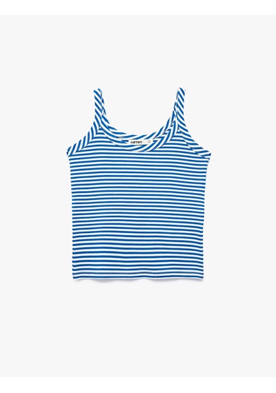 Koton Slim Fit U Yaka Askılı Çizgili Atlet Mavi Çizgili 6sak10038pk