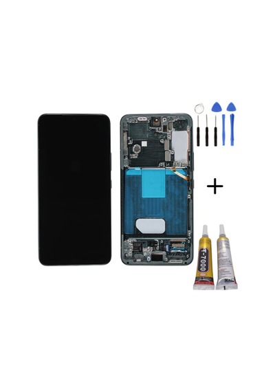 Te Samsung Uyumlu S22 S901 Çıtalı Lcd Ekran Servis Yeşil + Montaj Kiti