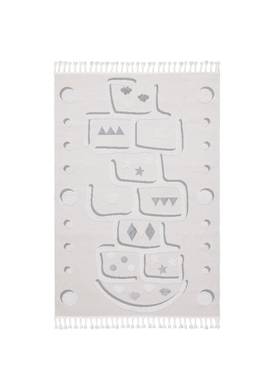 Sparkle Krem Gri Seksekli Çocuk Odası Bebek Odası Halısı 133x190 Gri