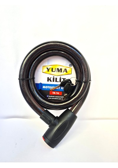 Yuma Motosiklet Kilidi 150 Cm 20 Mm Kalınlık, Anahtarlı Çelik Halat