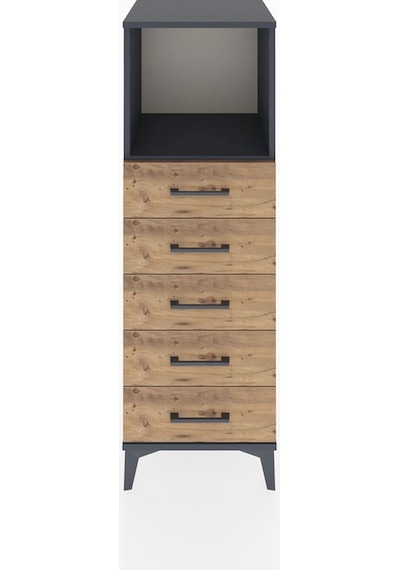 Hyperion Dolap Tek Raflı 5 Çekmeceli 44x44x134 Antrasit-çam Antrasit
