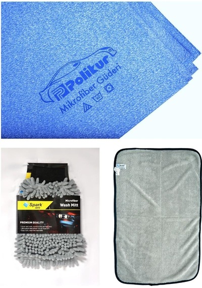 Polikur 3356 Güderi Oto Kurulama Bezi & Spark 7050 Oto Eldiveni & Spark 2315 Havlu Bez 3'lü Set
