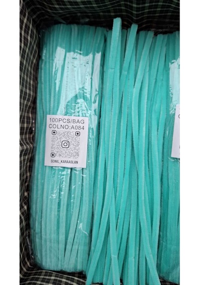 Renk Kod A084 Şönil 100 Lü Mint Yeşil 30 Cm - Yoğun Tüylü Hobi Çubuğu Tel El İşi 100 Lü Paket