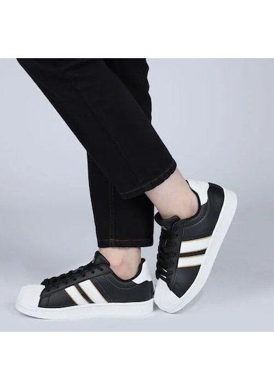 Jump 28787 Bağcıklı Dikişli Unisex Sneaker Günlük Spor Ayakkabı Siyah Siyah