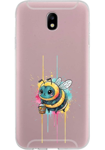Samsung Galaxy J7 Pro İle Uyumlu Splash Arı Tasarımlı Şeffaf Silikon Kılıf Şeffaf
