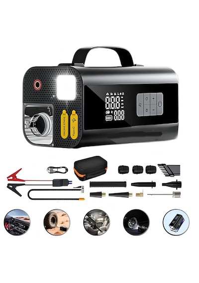 Prohummer Phm014 Jump Starter - Çok Fonksiyonlu 10u1 Arada Süpürgeli Kompresörlü Akü Takviye Cihazı 12000mah - Powerbank