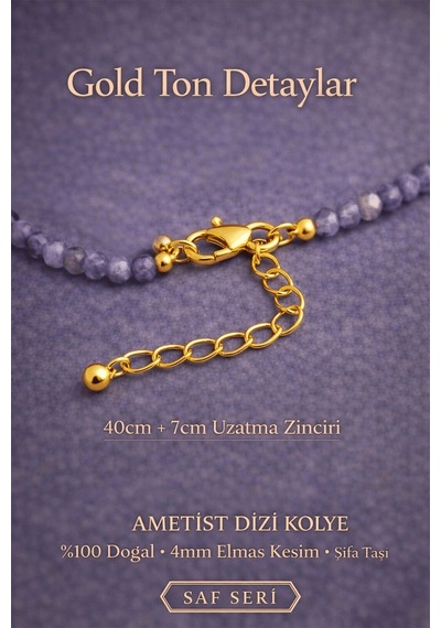 Sertifikalı Ametist Dizi Kolye - 4mm Elmas Kesim Minimal Seri Doğ Çok renkli