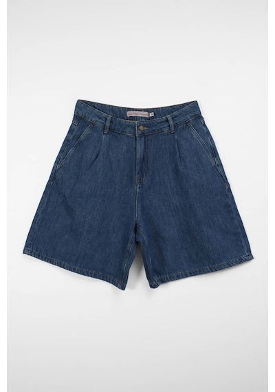 Blue White Erkek Rahat Kalıp Bermuda Jean Şort Mavi