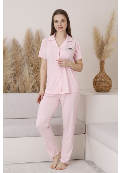 Wordex Mirano 2950 Polyviscon Kumaş Kısa Kollu Düğmeli Kadın Pijama Takımı Soft Pembe Wordex Mirano 2950 Polyviscon Kumaş Kısa Kollu Düğmeli Kadın Pijama Takımı Soft Pembe