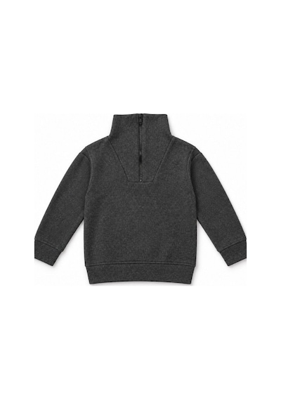 Zekids Çocuk Selanik Kumaş Yarım Fermuarlı Sweatshirt-17508 Füme