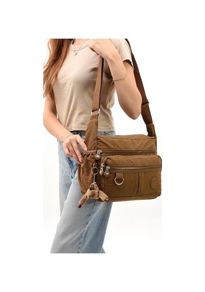 Çapraz Askılı Ultra Hafif Çok Cepli Bayan Omuz Çantası Taba Model: 571-6d - Taba