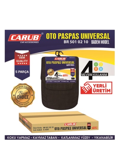 Carub Paspas Badem Model Üniversal 5 Parça Siyah