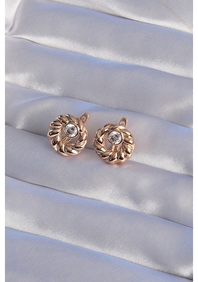 Ezoconcept Xuping Rose Renk Oval Zirkon Taşlı Burgu Model Küpe