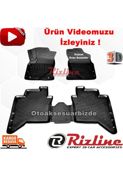 Toyota Uyumlu Hilux 3D Paspas Havuzlu Siyah 2015-2019 Arası Rizline