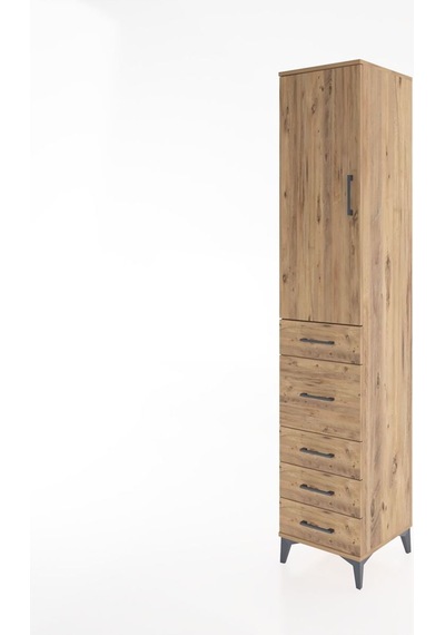Hyperion Dolap 2 Raflı 5 Çekmeceli Tek Askılı 44x44x221 Çam-çam Atlas Çam
