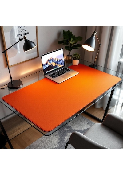 Mouse Pad Turuncu Masa Matı 120x60cm Suni Deri Desk Mat Premium