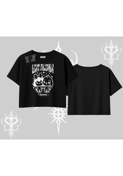 Startmore Startmore Oversize Crop Tshirt Best Friends Forever Baskılı Sevimli Tasarım Siyah Startmore Startmore Oversize Crop Tshirt Best Friends Forever Baskılı Sevimli Tasarım Siyah
