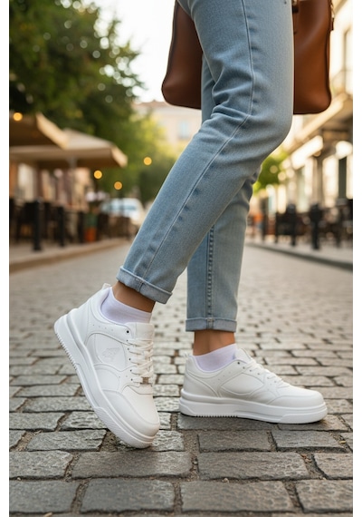 Enoch Dunk Low Kalın Düz Tabanlı Erkek Casual Sneaker Beyaz