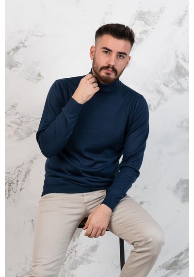 Boğazlı Slimfit Erkek Triko Kazak