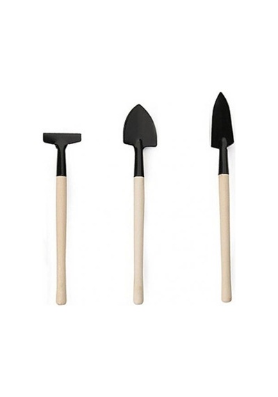 Ahşap Saplı Ev Bahçe Küreği Mini Tırmık 3'lü Set