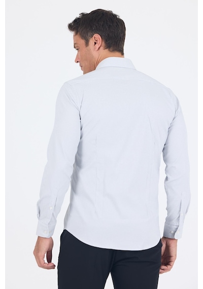İmza Beyaz Uzun Kol Sert Yaka Cepsiz Easy To Iron Slim Fit Esnek Gömlek 1004250233 Beyaz-mavi