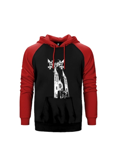 Mayhem Originators Of The Northern Darkness Kırmızı Renk Reglan Kol Kapşonlu Sweat Kırmızı