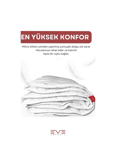 Eve Tekstil  Kapitone Yüksek Kaliteli 4 Mevsim Kullanılabilir Microfiber Soft Tek Kişilik Antialerjik Yorgan Beyaz