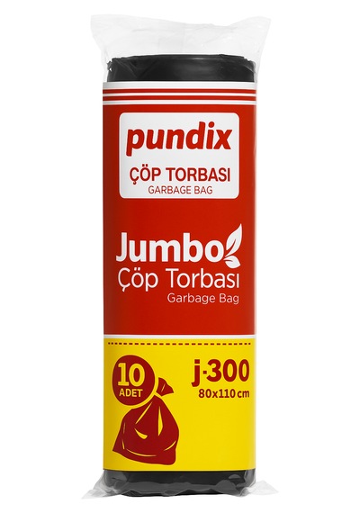 Pundix Pundıx J300 Çöp Poşeti 80x110 Cm Siyah 10 Lu Rulo 1 Koli 20 Rulo Dayanıklı, Sızdırmaz Ve Geniş Hacimli Çöp Torbası