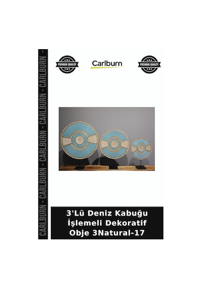 Özel Üretim Ev Dekorasyonu Salon Aksesuarı 3'lü Deniz Kabuğu İşlemeli Dekoratif Obje 3natural-17