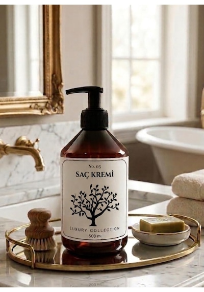 6'li Lüks Amber Sıvı Sabunluk Seti - 500 Ml Siyah Pompalı Dekoratif Banyo Mutfak Şişesi - Suya Dayanıklı Etiketl Diğer