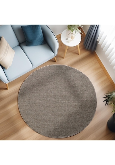 Yumuşak Bukleli Sisal Jüt Salon Oturma Odası Kahverengi Renkli Yuvarlak Halı