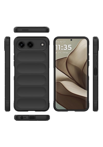 Tecno Spark 40 5g Kılıf Darbe Emici Esnek Tpu Oyuklu Arka Yüzey Tasarımlı Zore Etnik Silikon Kapak Siyah