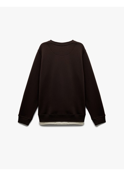 Koton Uzun Kollu Şardonlu Kumaş Detaylı Bisiklet Yaka Sweatshirt Kahverengi 6wam70070mk Kahve Koton Uzun Kollu Şardonlu Kumaş Detaylı Bisiklet Yaka Sweatshirt Kahverengi 6wam70070mk Kahve