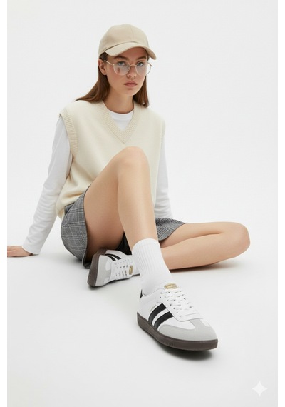 N Moda Unisex Siyah Beyaz Termo Taban Yanı Şeritli Bağcıklı Spor Ayakkabı Beyaz Siyah