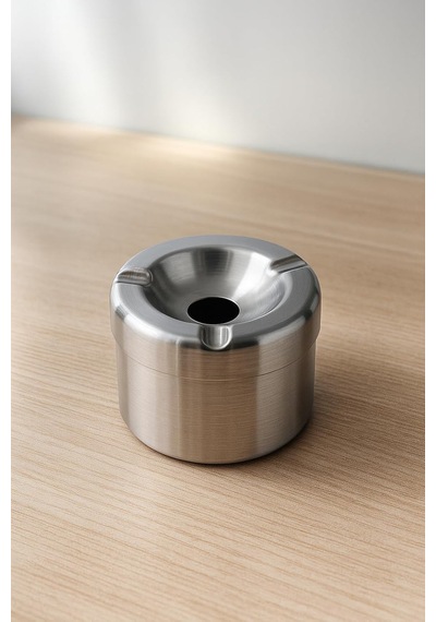 Busstier Gümüş Metal Kapaklı Küllük, Portatif Ve Modern Tasarım Kül Tablası, Araç İçin Uygun Rüzgar Geçirm Genel